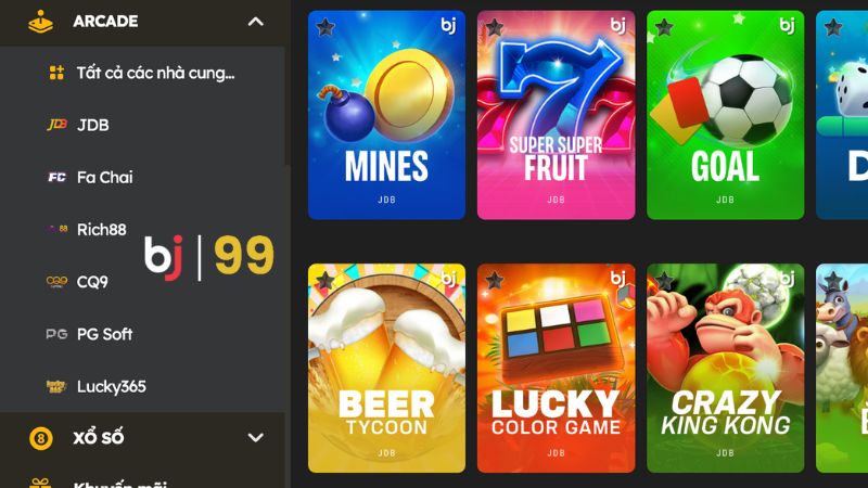 Có những sảnh cược arcade nào trên BJ99?