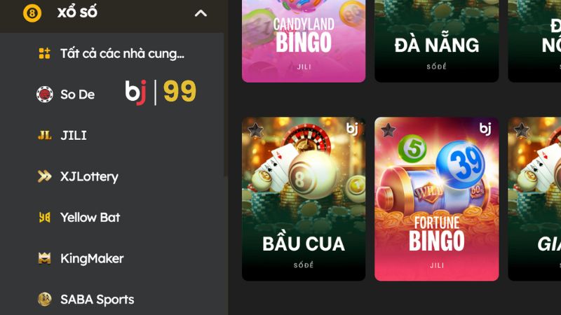 Có những sảnh cược xổ số nào trên BJ99?