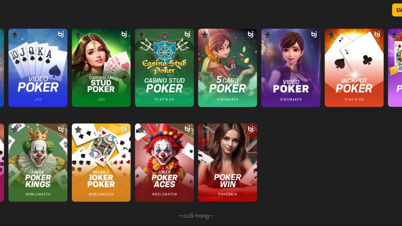 Giới thiệu tổng quan về game bài poker BJ99