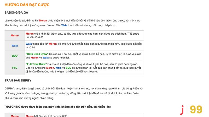 Hướng dẫn các bước chơi cá độ tại đá gà BJ99