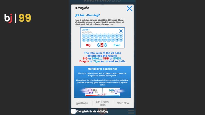 Luật chơi của game xổ số Max Keno BJ99
