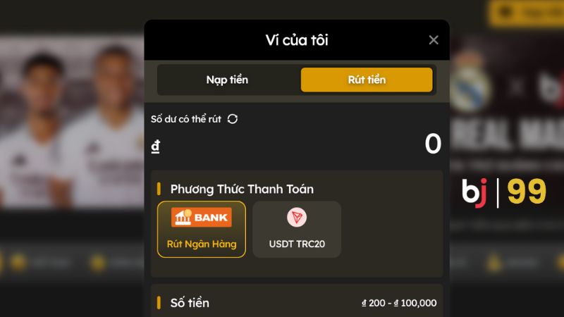 Nhà cái BJ99 có những phương thức rút tiền nào?