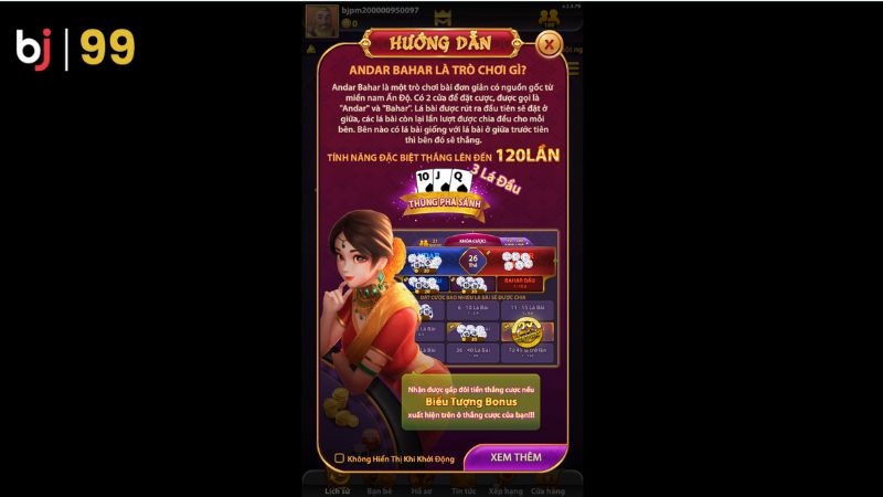 Hướng dẫn các bước chơi Andar Bahar trên BJ99 cho game thủ