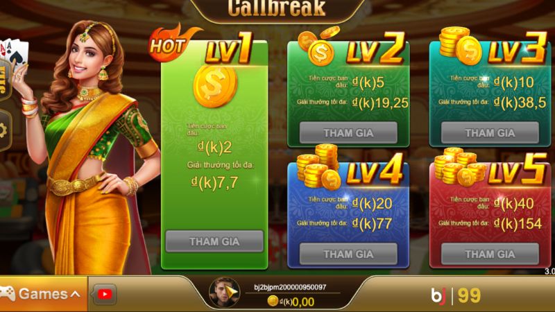 Hướng dẫn các bước chơi Callbeak trên BJ99 cho game thủ