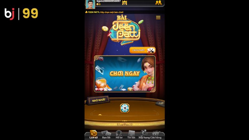 Hướng dẫn các bước chơi Teen Patti trên BJ99 cho game thủ